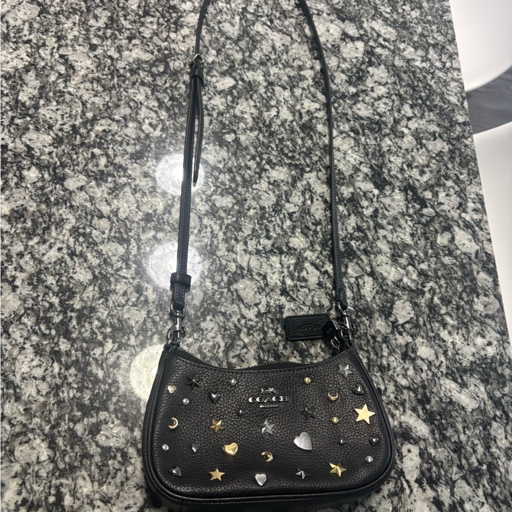 Coach Black Crossbody Bag with Gold and Silver Star Accents